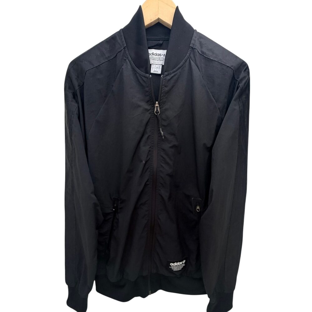 adidas Black Full zip Jacket Stand Collar Men's Large